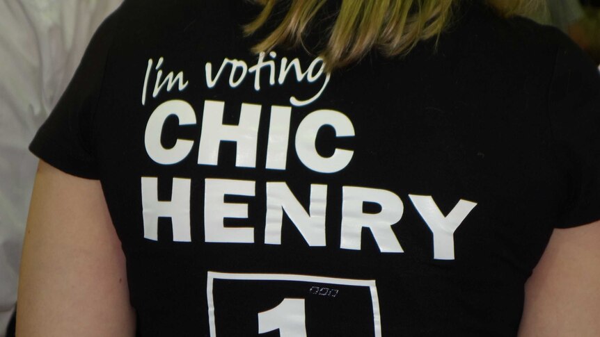 T-shirt support for Australian Motorists Party candidate Chic Henry at the ACT election.