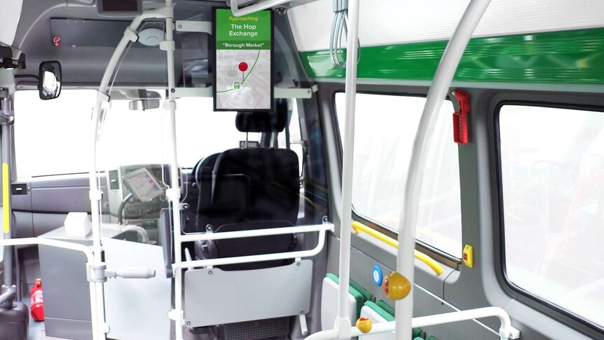 Information screens on Citymapper bus