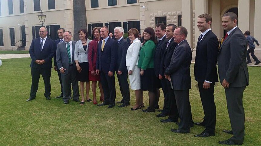 Labor team outside Government House in Adelaide