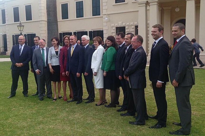 Labor team outside Government House in Adelaide