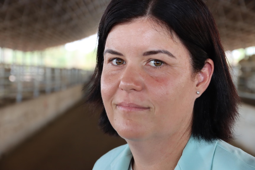 A close-up of NT Chief Minister Natasha Fyles' face, showing a red mark just below her eye.