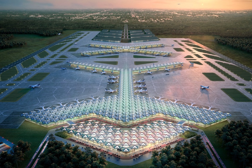 aerial concept illustration of airport