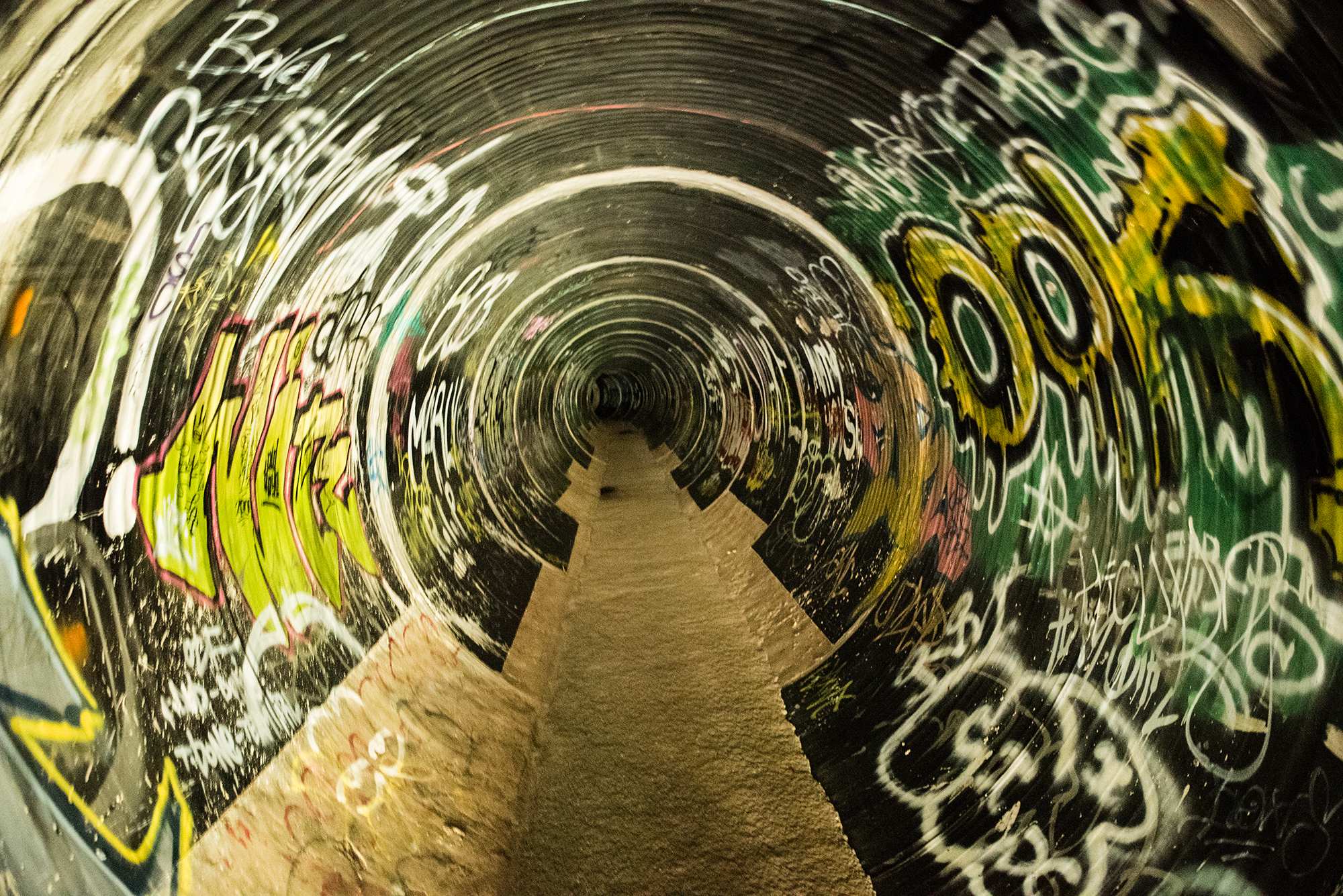 Graffiti inside St Peter's Twins stormwater drain
