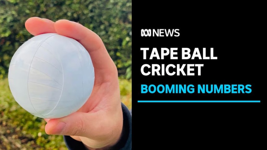 Tape Ball Cricket, Booming Numbers: A hand holding a ball wrapped in white electrical tape.
