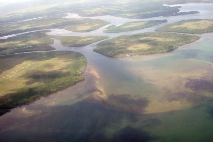 The Lockhart River system is viewed from above.