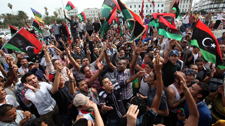 Libyans in Martyrs square in Tripoli