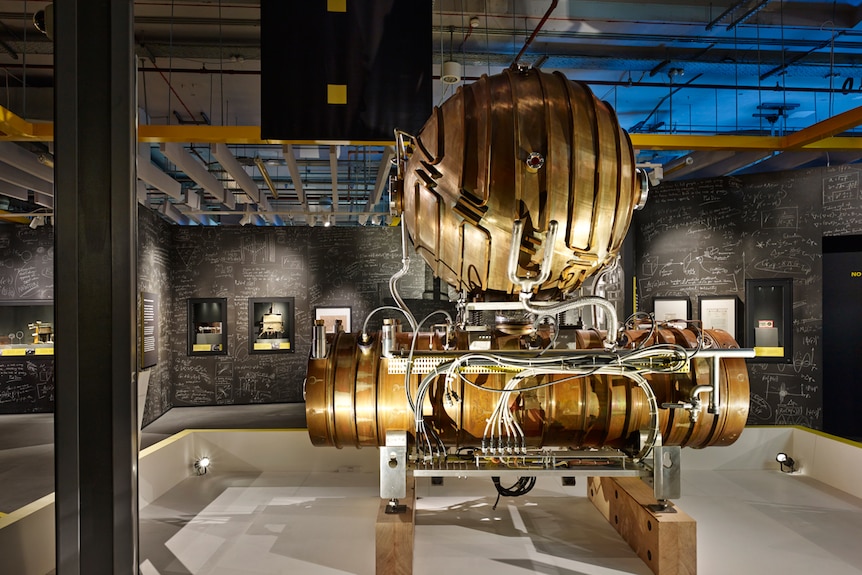 Parts of the Hadron Collider are on display to the public.