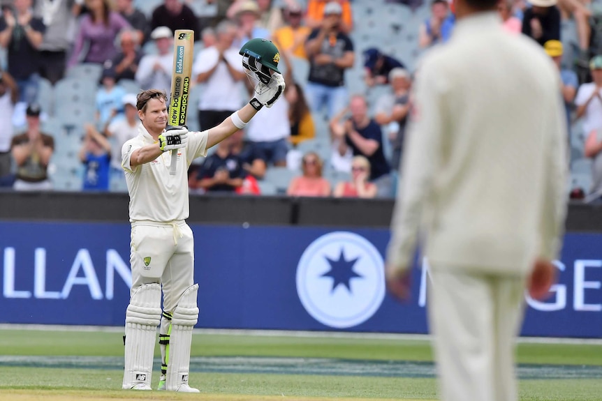 Australia's Steve Smith celebrates MCG century against England on day five of the fourth Ashes Test.