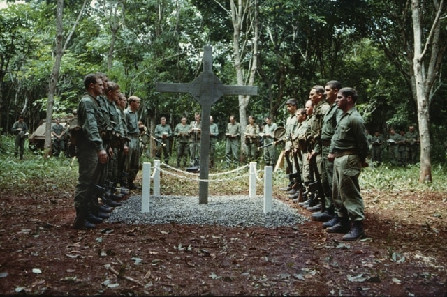 A poignant moment at the commemorative service held on the site of the battle of Long Tan