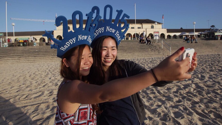 New year selfie on Bondi Beach