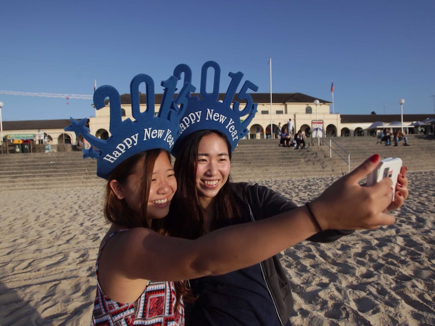 New year selfie on Bondi Beach
