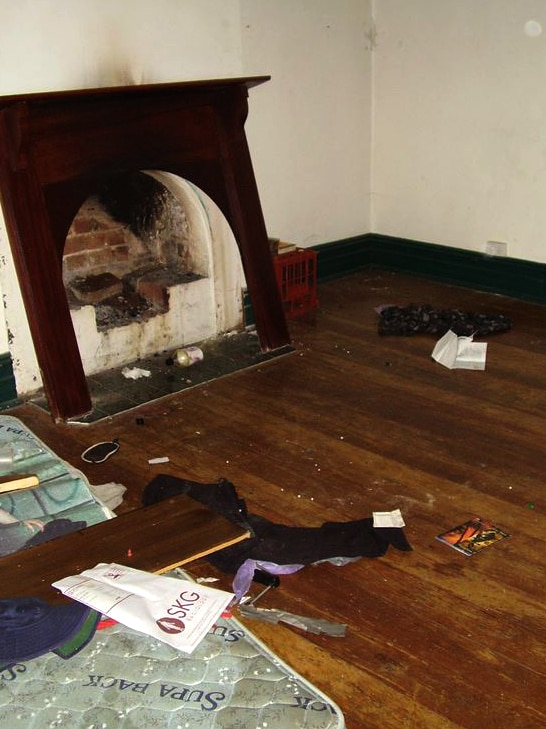 Inside one of the derelict houses owned by Main Roads at the intersection of High Street and Stirling Highway in Fremantle