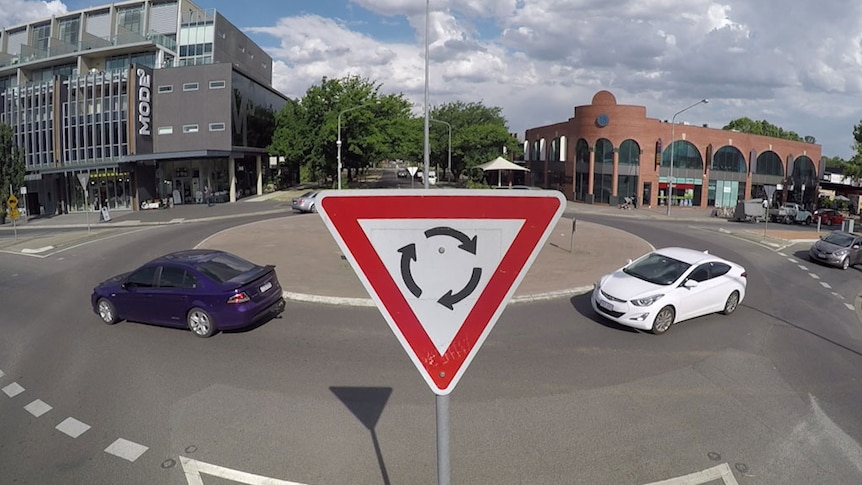 Roundabout in Braddon in Canberra's inner north.