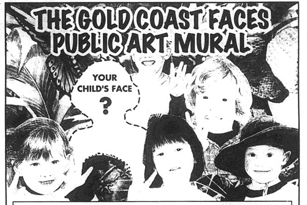 Newspaper entry for the Gold Coast Faces public art mural