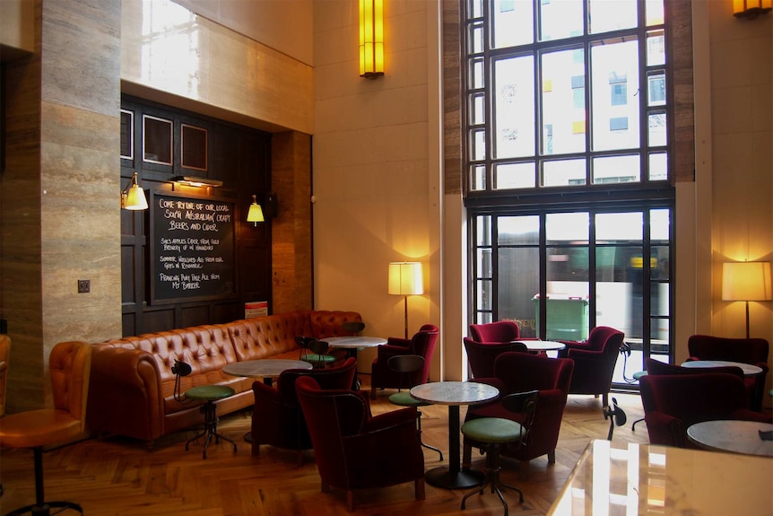 The original bank lobby was revitalised by the new tenants.