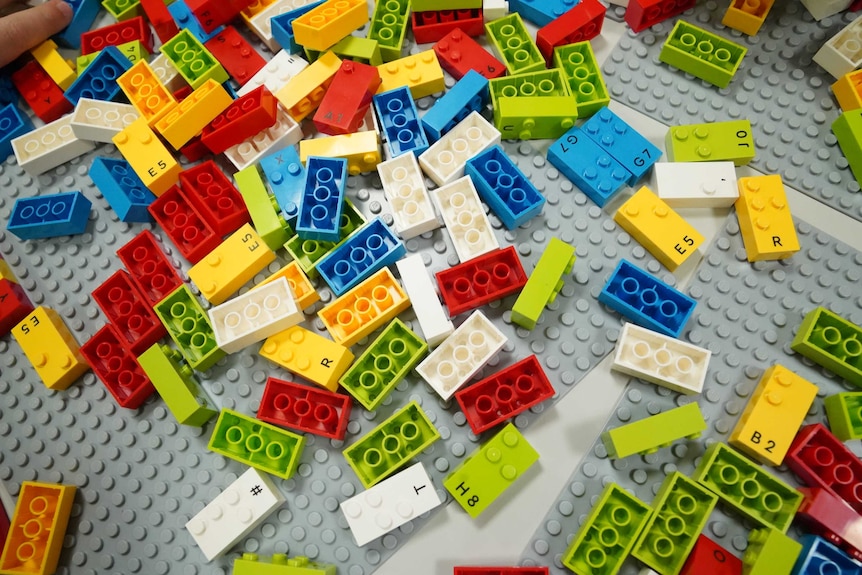 The Lego Braille Bricks lay in a pile.