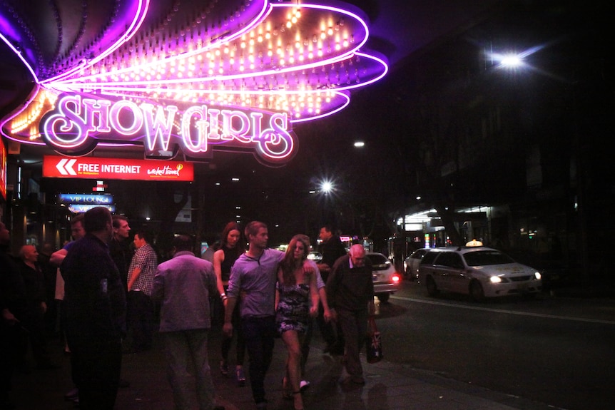 Visitors to Kings Cross red light district in Sydney.