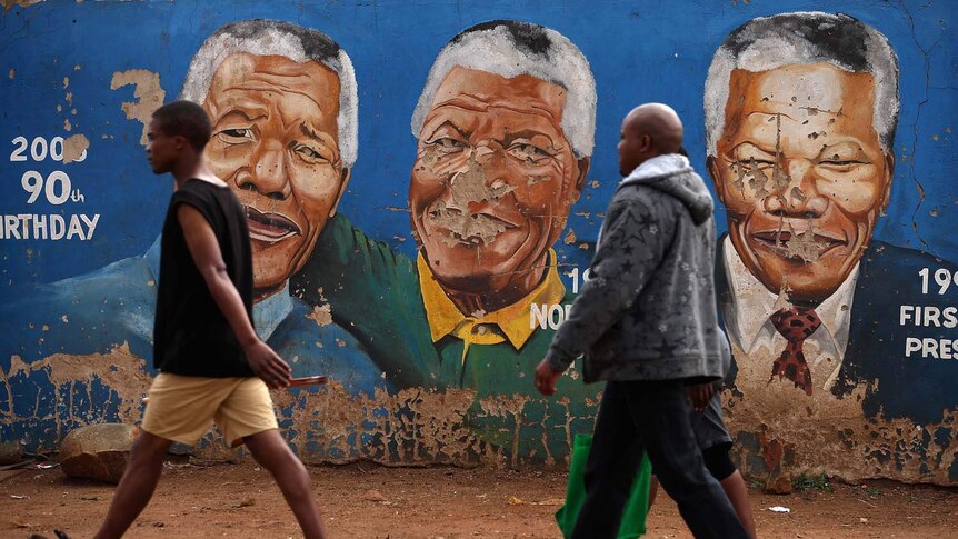 A mural showing Nelson Mandela