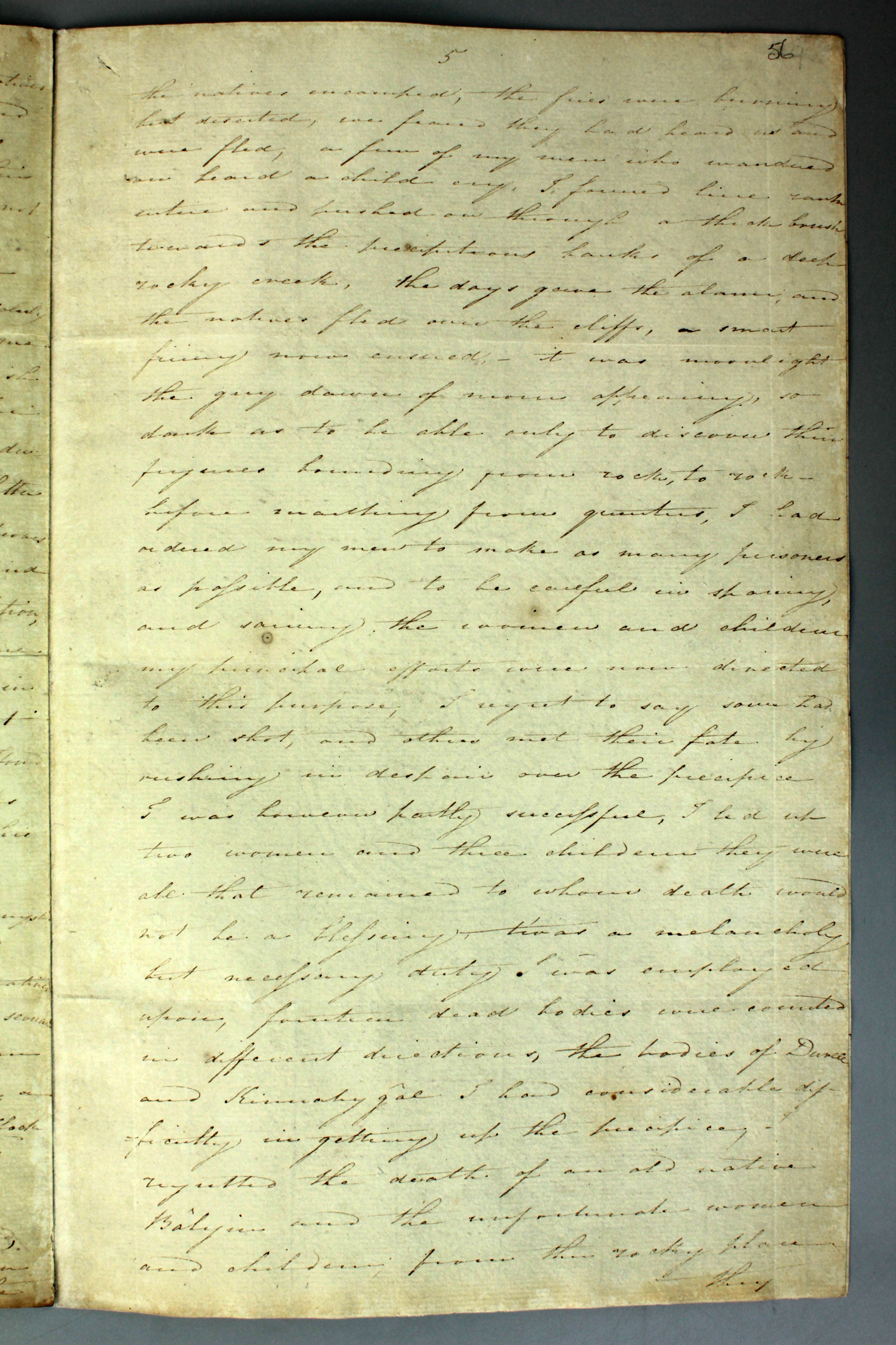 Page two of an account of the 1816 massaacre at Appin from Captain James Wallis.