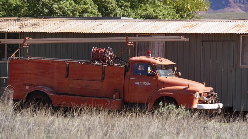 Old rusting fire truck sits abandoned in Wittenoom