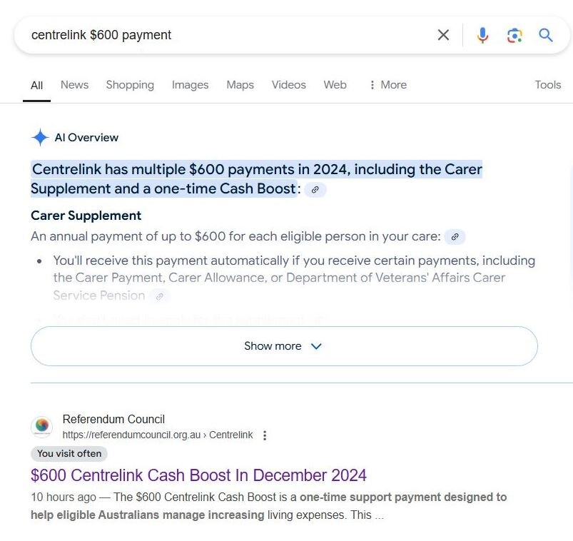 Scammers exploit Google to lure victims through Centrelink payment rumour