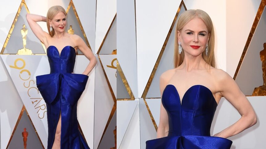 Australian Nicole Kidman wore electric blue on the red carpet.