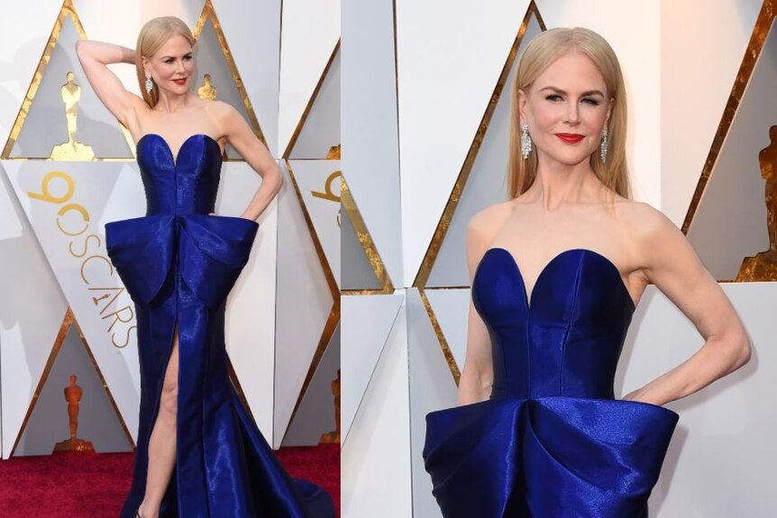 Australian Nicole Kidman wore electric blue on the red carpet.