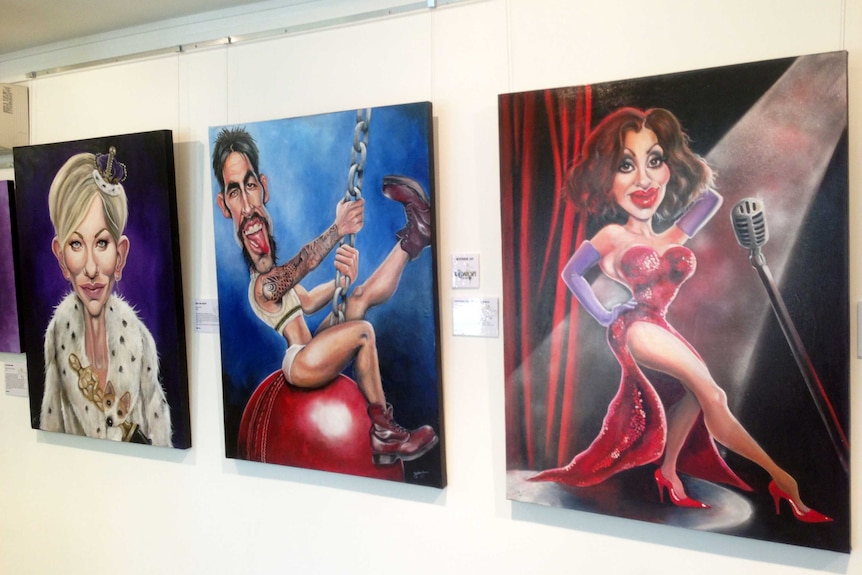 Winning artist Judy Nadin's three entries to the Bald Archy Prize 2014.