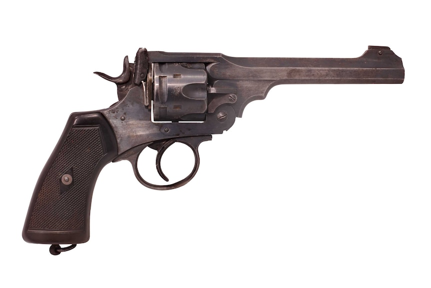 A Webley & Scott Mk VI. Caliber .455 revolver.