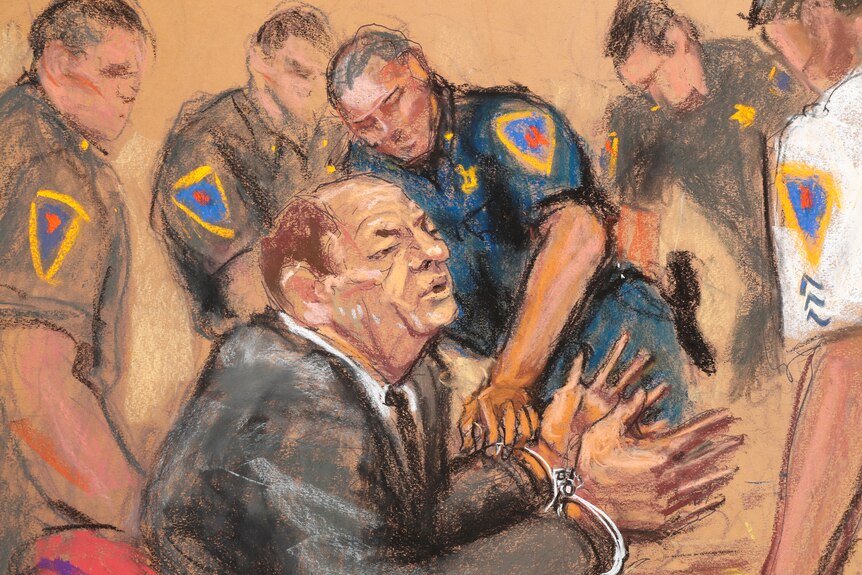 Harvey Weinstein moved by police courtroom sketch