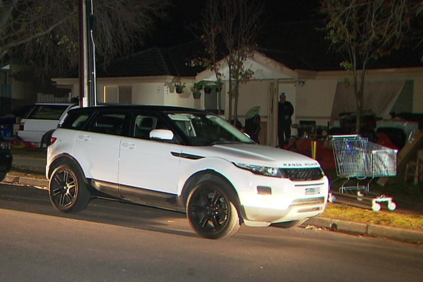 An allegedly stolen Range Rover in an Adelaide street.