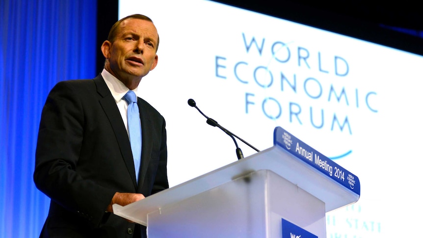 Prime Minister Tony Abbott addresses the World Economic Forum in Davos.