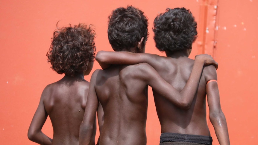 Young Aboriginal boys seen from behind good generic