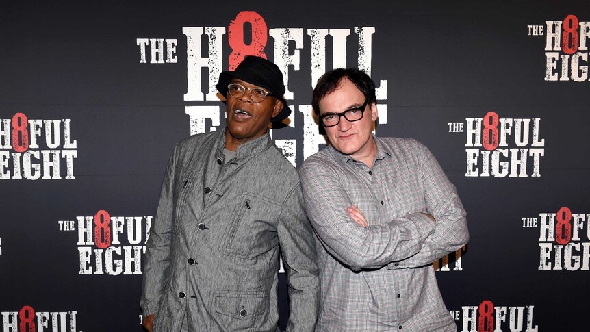 Samuel L Jackson and Quentin Tarantino at the Australian premiere of The Hateful Eight.