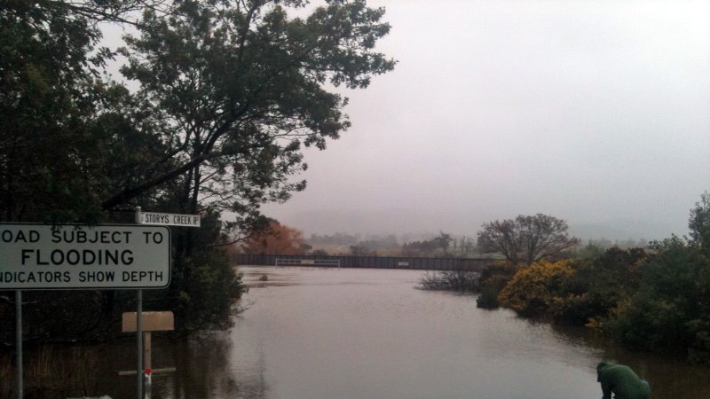 Road closed: Flooding at Avoca, NE Tasmania