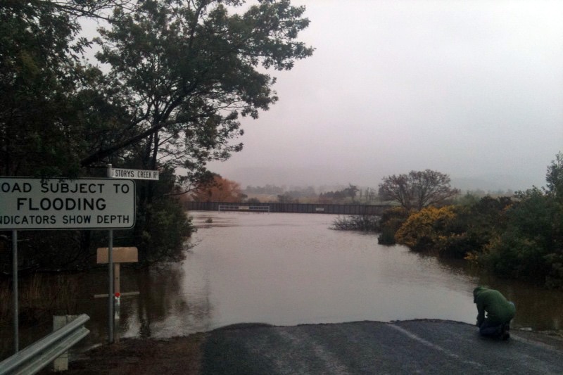 Road closed: Flooding at Avoca, NE Tasmania