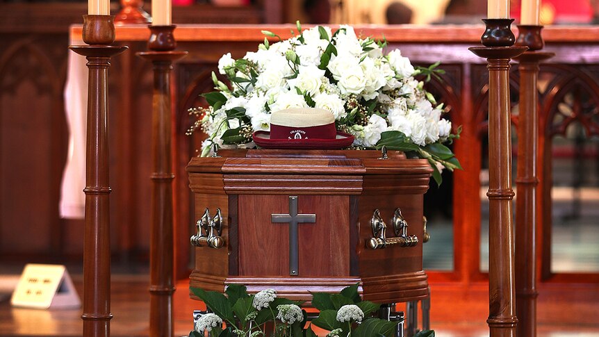The casket of Vanessa Goodwin, at St David's Cathedral, Hobart March 9, 2018.