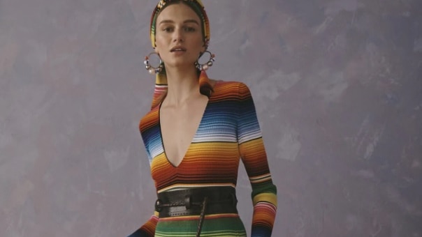 A garment from Carolina Herrera's Resort 2020 collection, featuring the "Saltillo Sarape" stripe pattern.