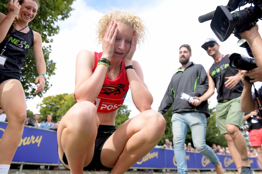 Liv Ryan after winning the 2017 Stawell Gift