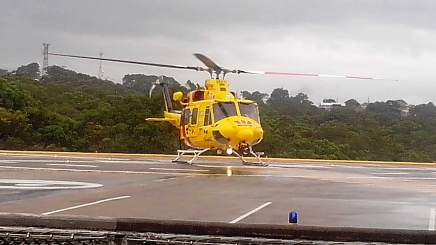 Hunter Rescue Helicopter landing at the John Hunter Hospital