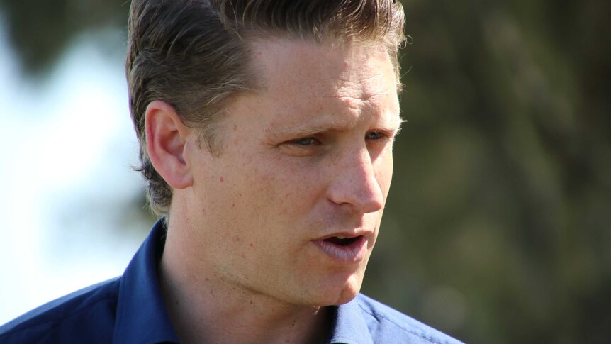 Close up of Andrew Hastie's face as he speaks.