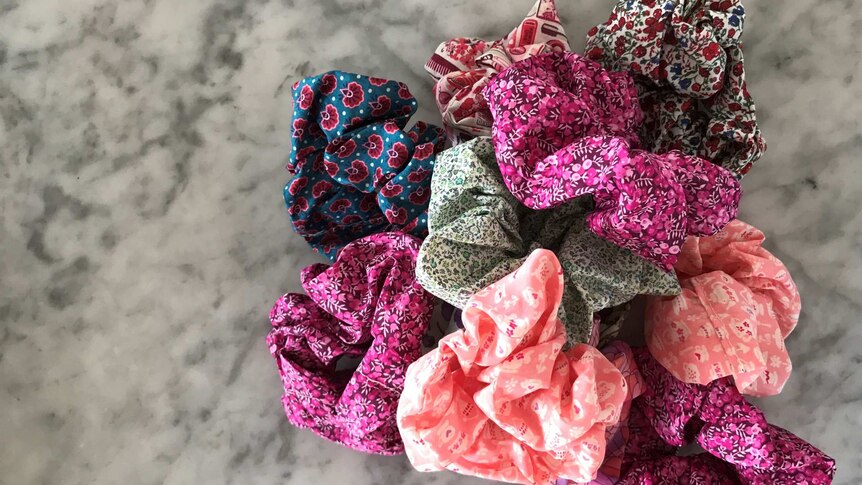 Scrunchies of different colours.