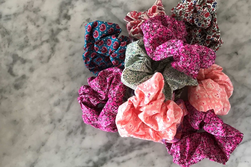 Scrunchies of different colours.