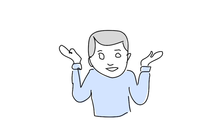 Graphic image of a man shrugging emoji