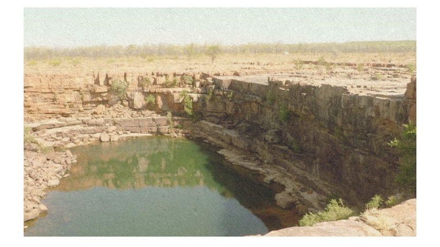 an aerial view of a beautiful water hole in the Pilbara 