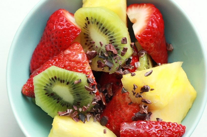 A bowl of fruit salad.