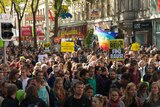 Austrians march down Vienna's main shopping street