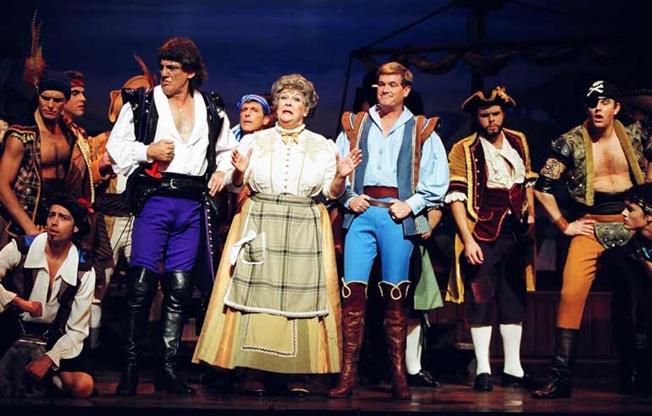 Jon English, Sheila Bradley and Simon Gallaher perform in The Pirates of Penzance