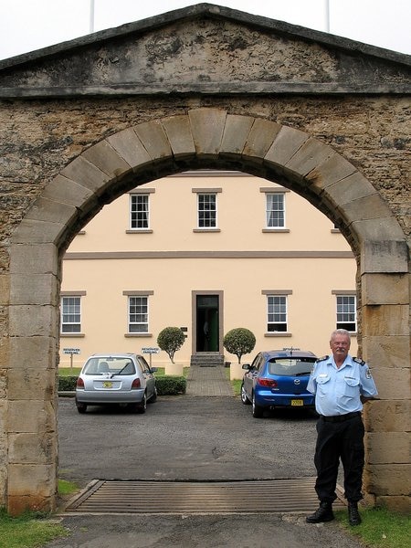 The colonial style buildings that make up the military barracks 
