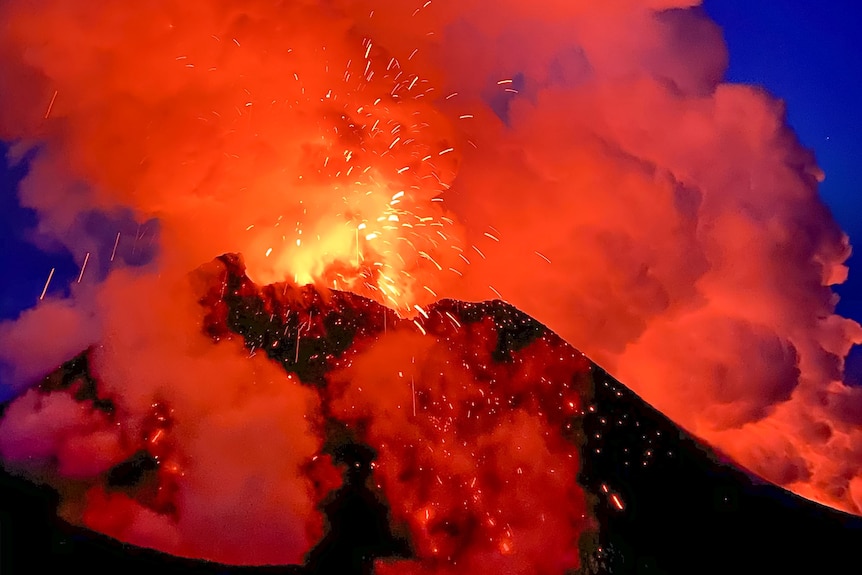 Lava explosion of volcano 